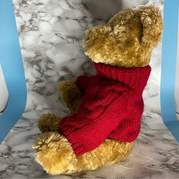 Vintage 18 Inch Teddy Bear Y2K Presidents Choice ‘Jaden’ Red Cable Knit Sweater - Picture 2 of 6